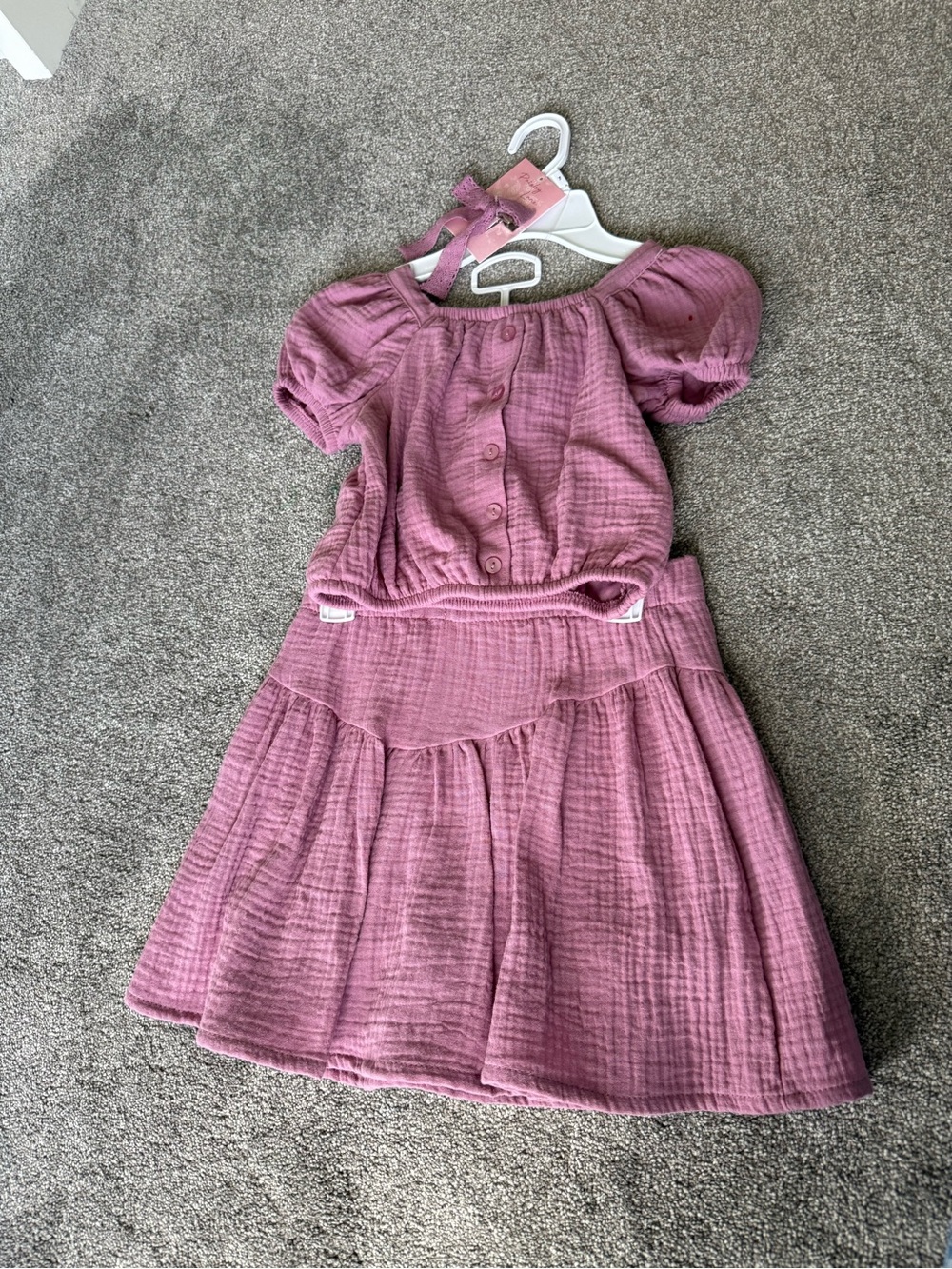 Paisley & Gray Dusty Mauve Puff-Sleeve Two-Piece Set